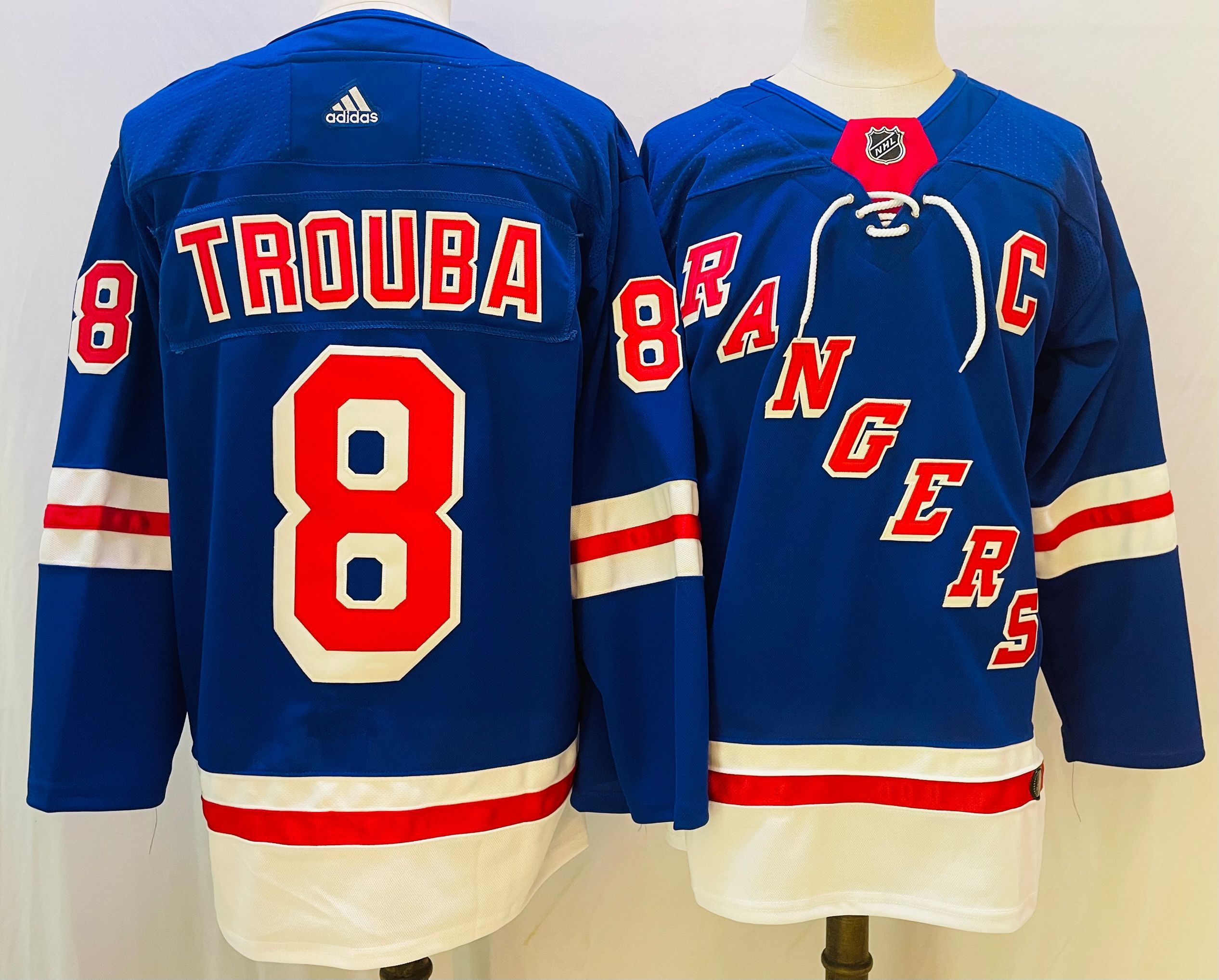 Men New York Rangers 8 Trouba Blue Throwback 2022 Adidas NHL Jersey